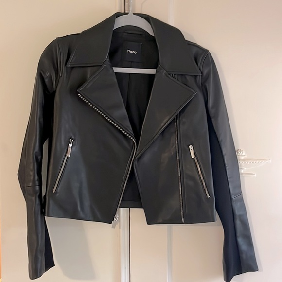 Theory Black Leather Moro Jacket size P/XS - Picture 1 of 4